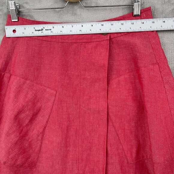 Postmark Anthropologie Vast Wrap Coral Linen Silk Blend Layered Skirt - Picture 8 of 10